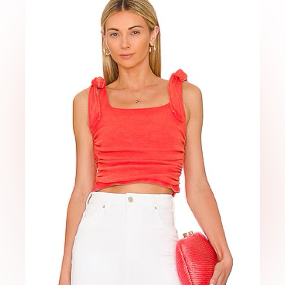 Free People Boulevard Crop Tie Tank Guava Berry medium